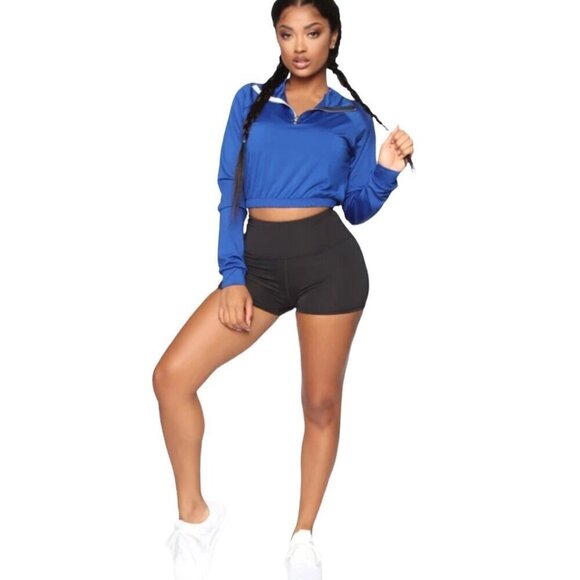 Fashion Nova NWT Royal Blue Mock Neck Top, Do You Even Gym Women's Size 2X - Picture 1 of 11